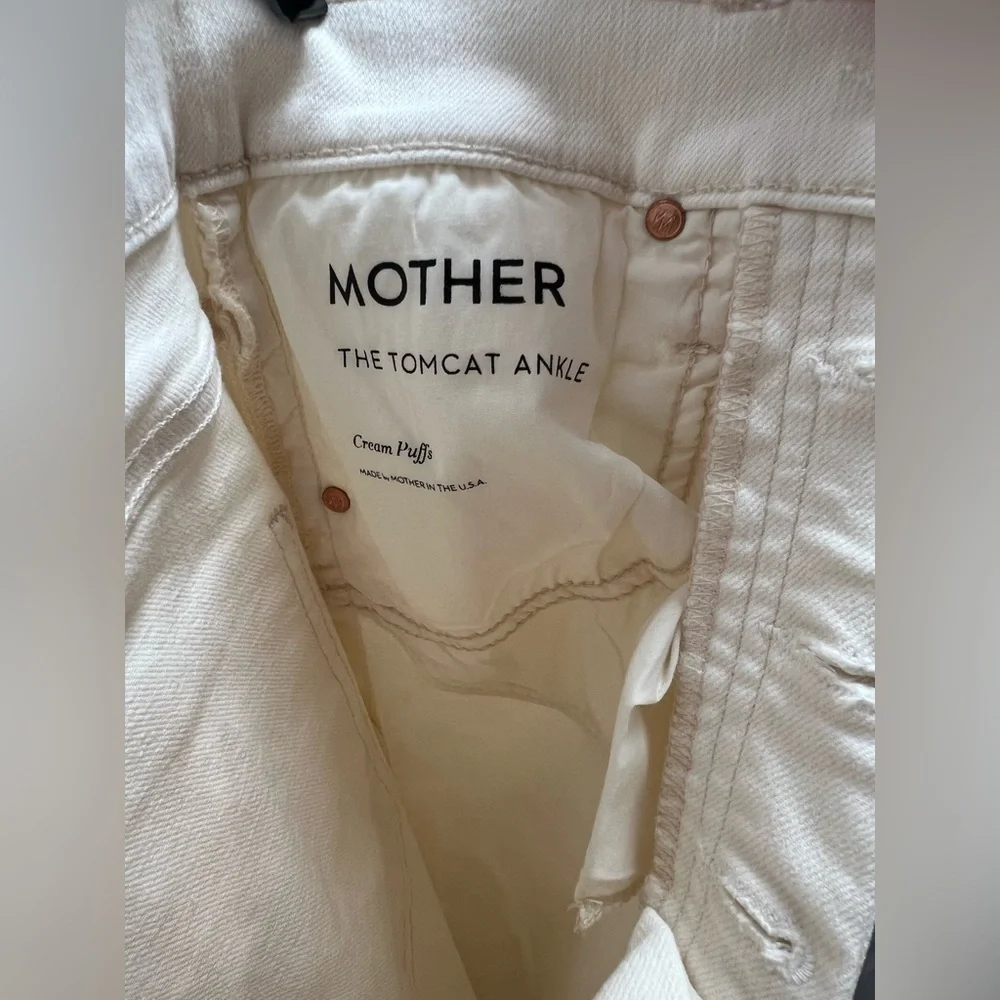 Mother Denim The Tomcat High Waist Ankle Skinny Jeans in Cream Puffs